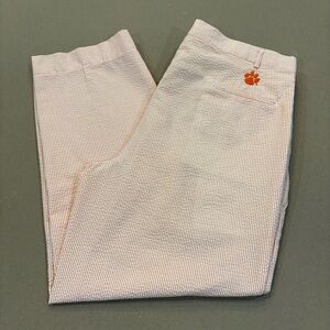 Divots Players Edition Men’s Seersucker Pants Orange & White Clemson Size 40